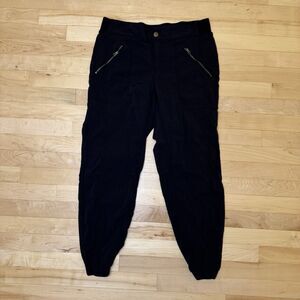 Athleta Cargo Pants Women’s 12 Black Straight Zipper Pocket Ankle Cuff Utility